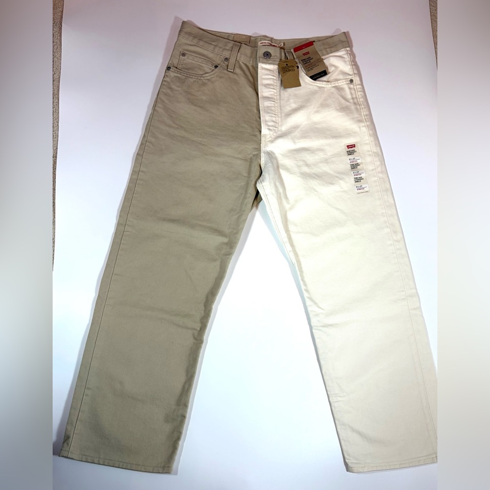 Levi's Two-Tone High Rise Jeans in Khaki and Cream
